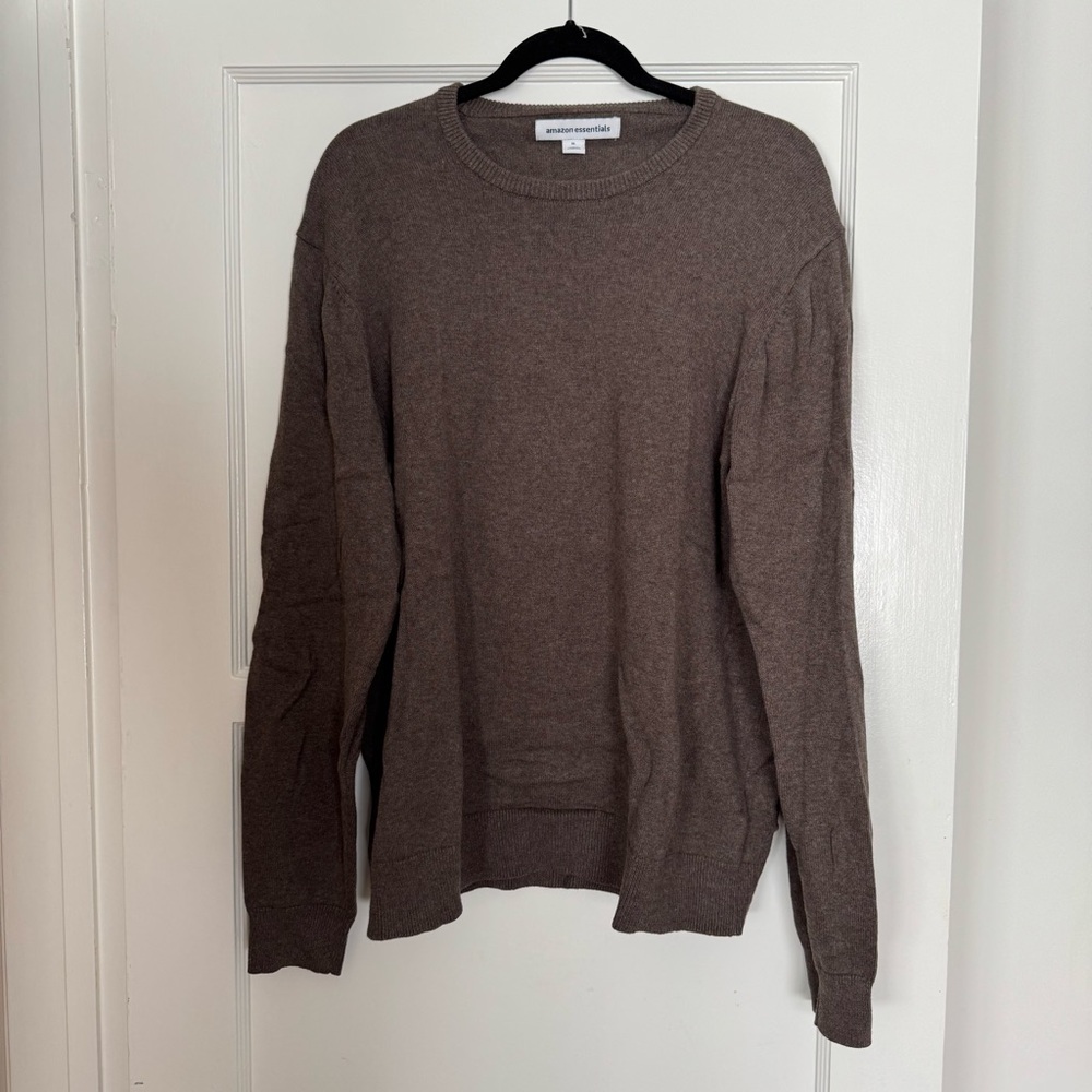 Amazon Essentials Brown Crewneck Sweater Lightweight Knit